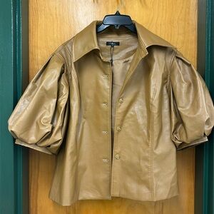Caramel colored shirt/jacket size 16/18. Faux leather.